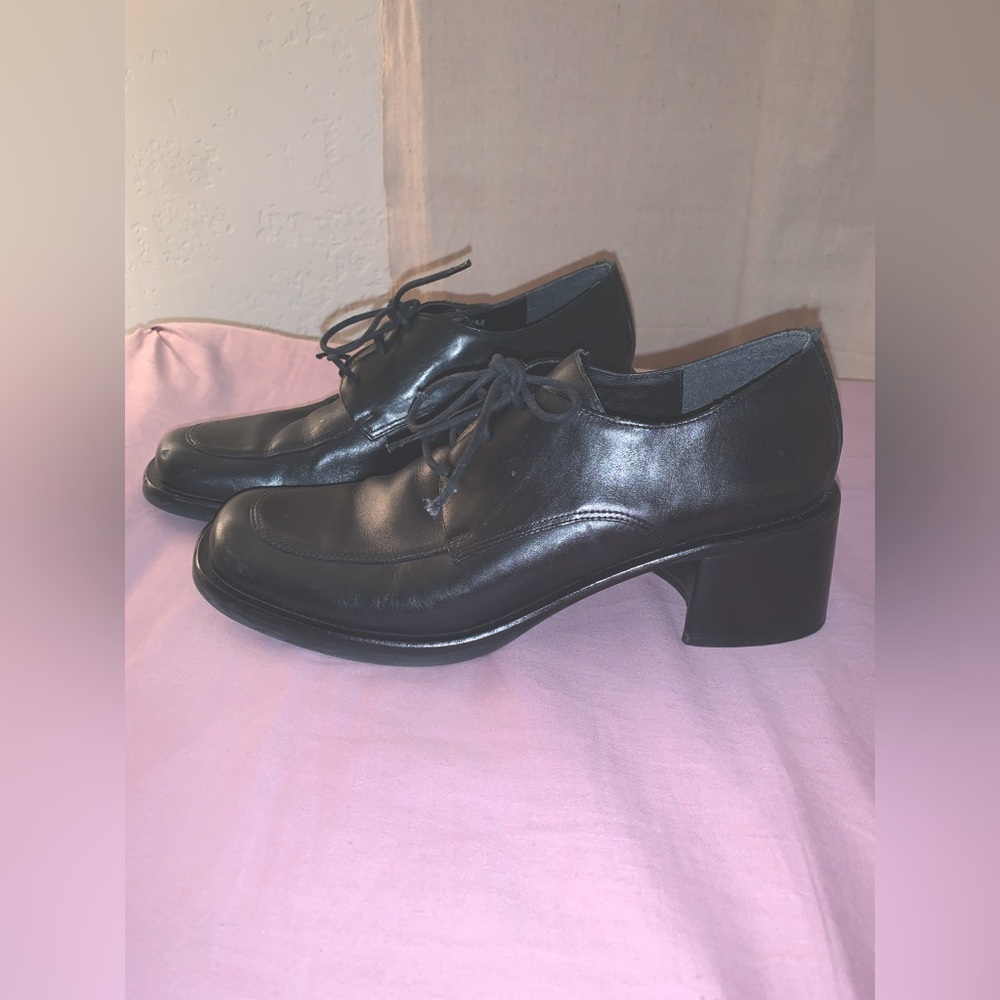 Wednesday Adams style heeled loafers by Diba USA